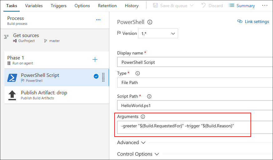 PowerShell task - TFS 2018.2