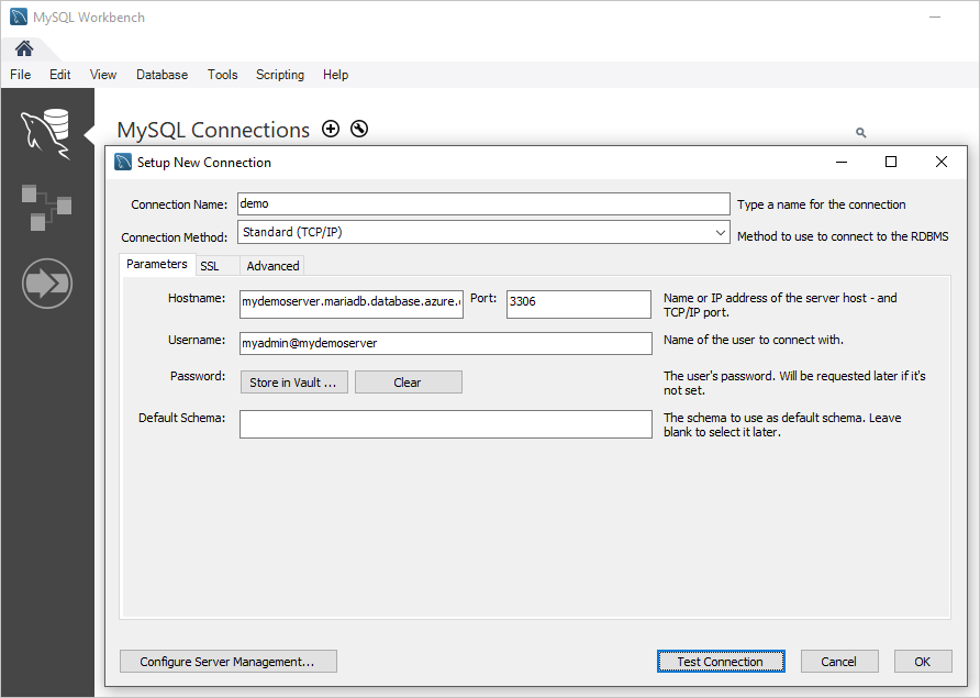 setup new connection