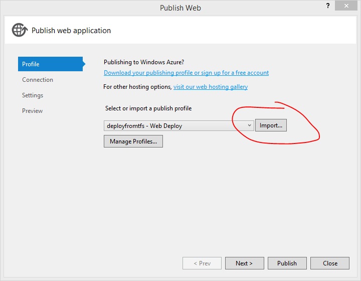 Import Publish Settings File