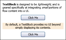 Снимок экрана: TextBlock и кнопки