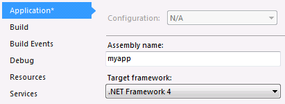 Choose the target framework for the project