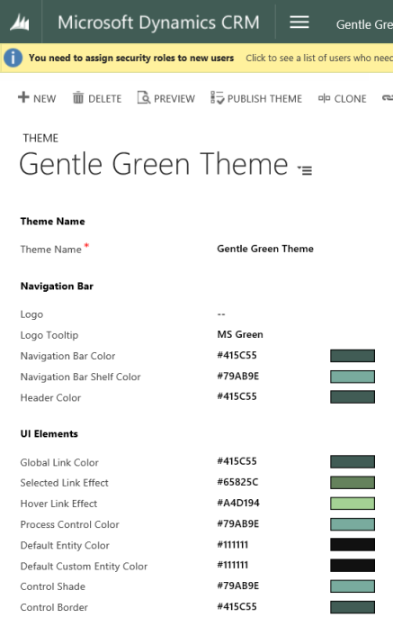 Цвета темы Gentle green