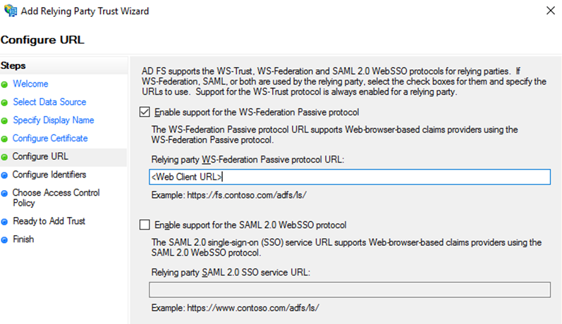 AD FS Configure URL