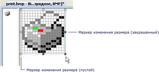 Маркеры изменения размеров точечного рисунка