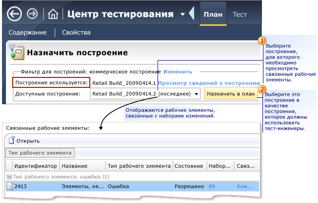 Выбор построения, используемого для плана тестирования