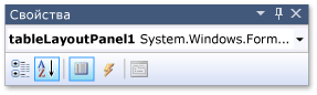 Окно свойств с элементом управления TableLayoutPanel