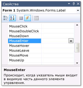 Событие MouseEnter