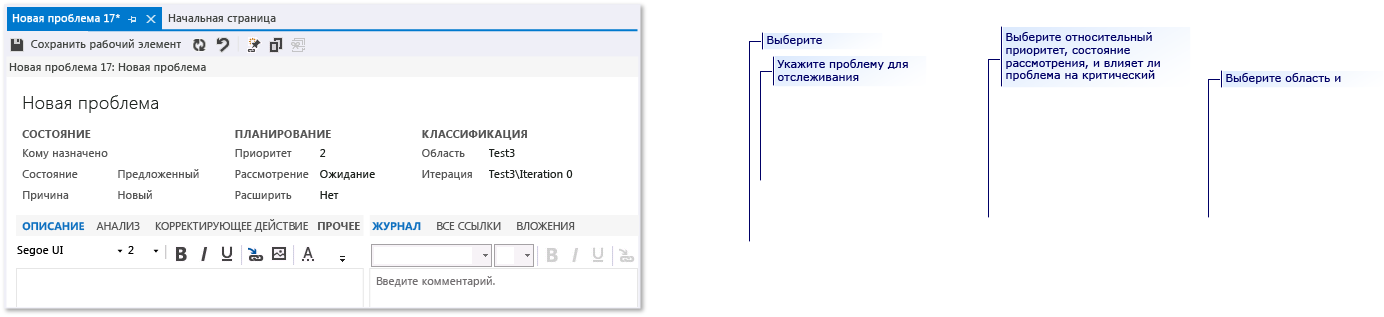 CMMI Issue work item form