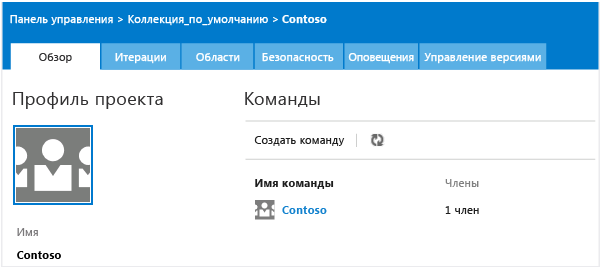 Контекст администрирования для Team Web Access