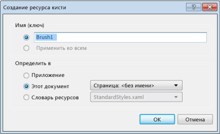 Диалоговое окно "Создание ресурса"