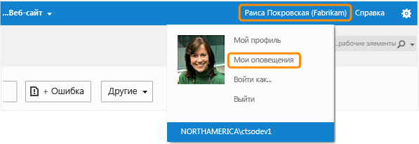 Управление отдельными оповещениями из Team Web Access