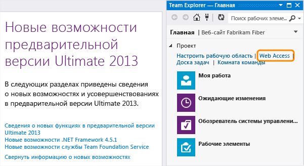 Подключение к Team Web Access