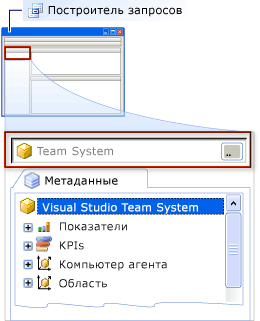 Конструктор запросов - выберите куб Team System