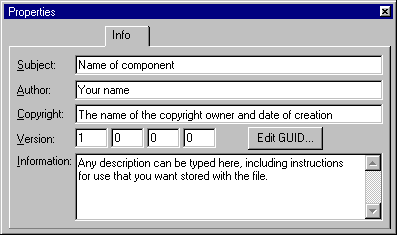 Info tab in Properties dialog box 