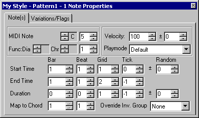 Note Properties Note(s) tab 