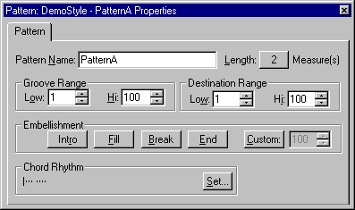 Pattern Properties window 