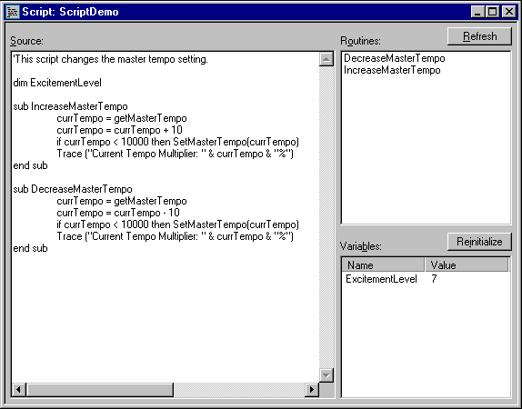 Script Designer window 