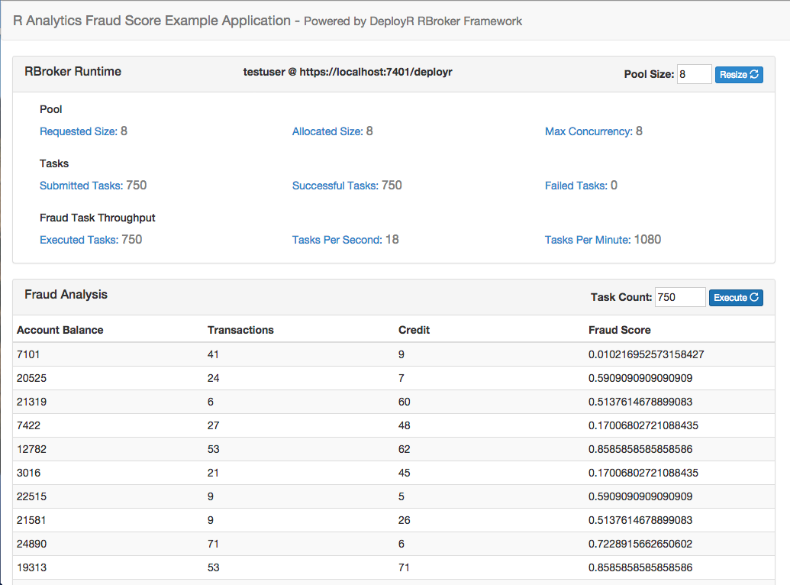 Fraud Score Example Application