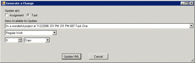 Using the Generate a Change dialog box