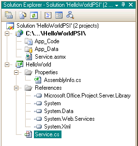 The Web service and HelloWorld class projects