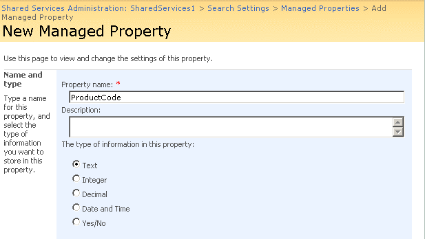 Creating and mapping a managed property