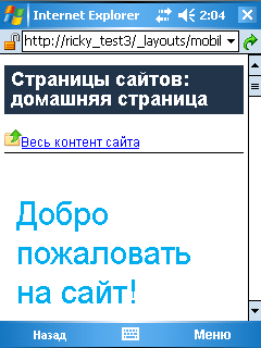 Ненастроенная домашняя страница для мобильного устройства