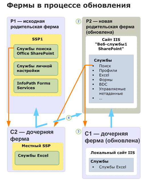 Схема обновления родительской фермы (в процессе обновления)