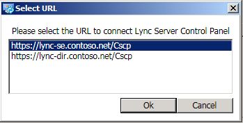 Migration Select URL dialog box