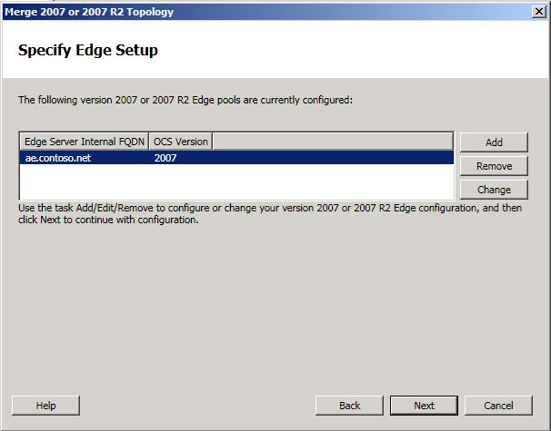 Merge Topology Specify Edge Setup dialog box