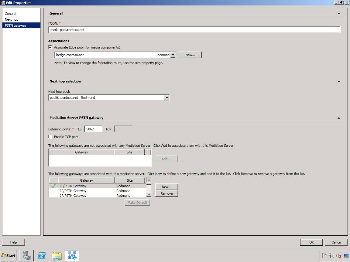 Topology Builder Edit PSTN Gatway