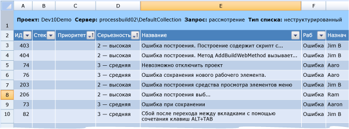 Пример книги рассмотрения