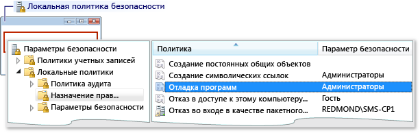 Права пользователя локальной политики безопасности