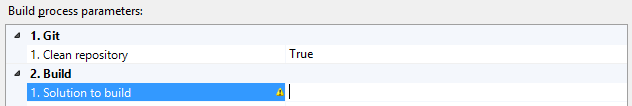 Parameters from the wrong Git default template