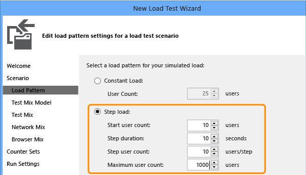 Configure the step pattern