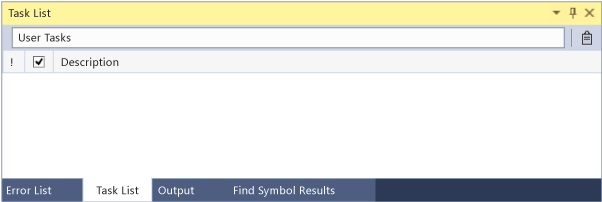 Интегрированная среда разработки Visual Studio — окно "Список задач"