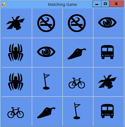 Matching game with random icons