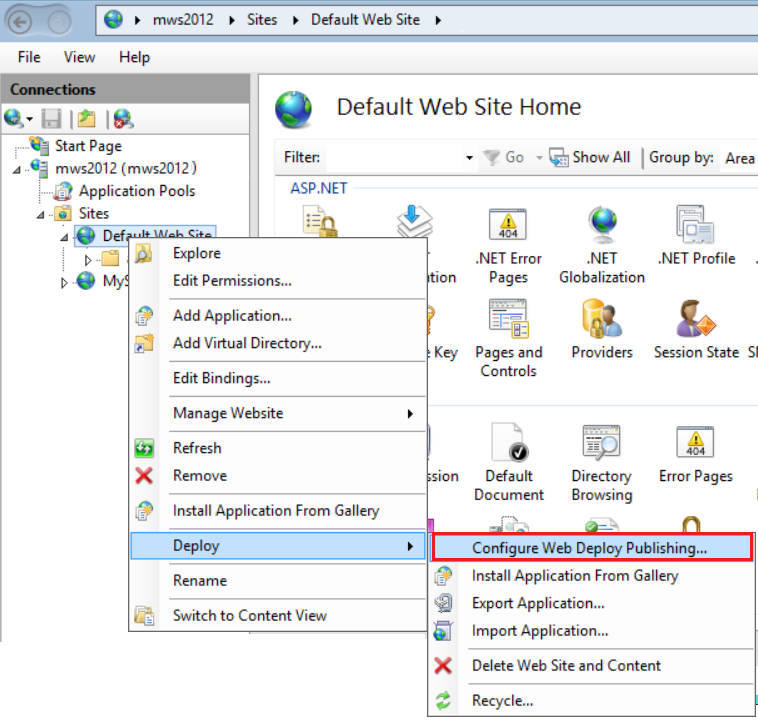 Configure Web Deploy configuration