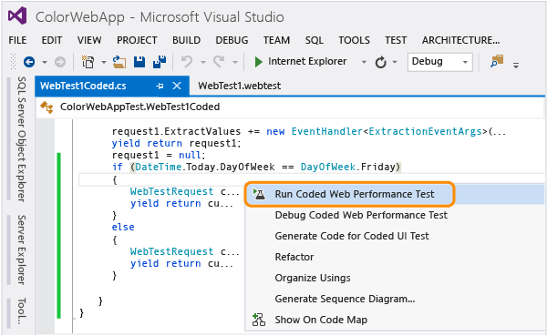 Run the coded web performance test