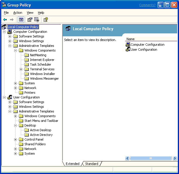 group policy window