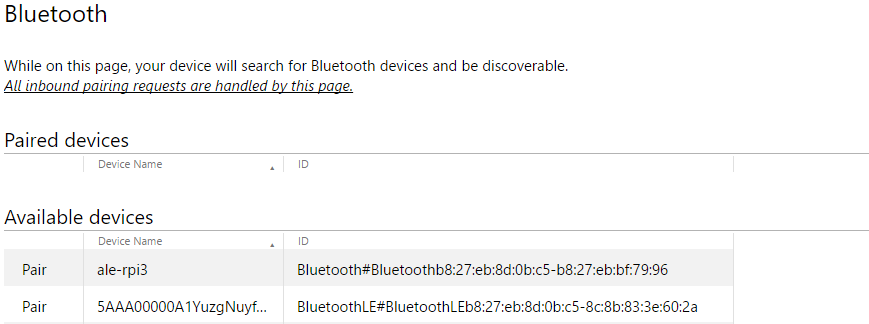 Список устройств Bluetooth