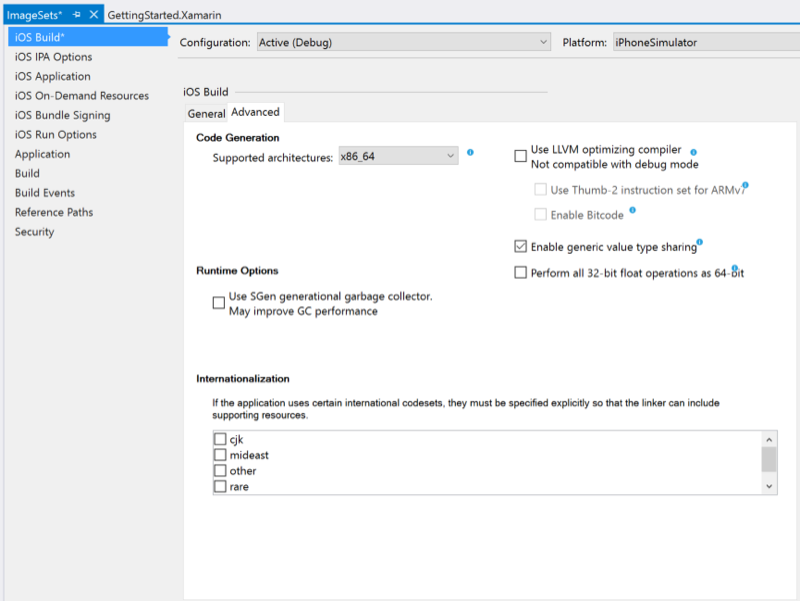 Setting Supported architectures to x86_64 or i386 + x86_64