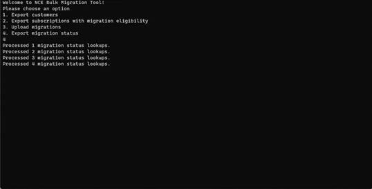 Check migration status console output