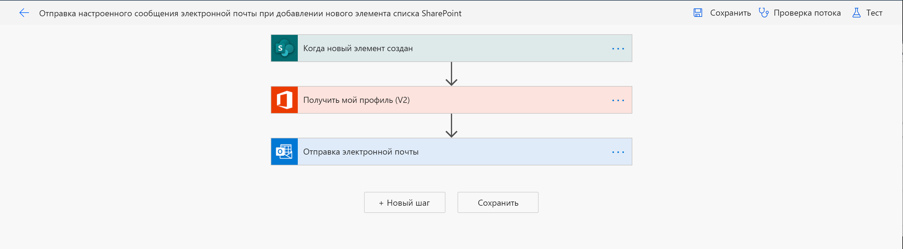 Конструктор потоков — отправка сообщения электронной почты при добавлении элемента в список — конструктор потоков