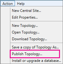 Снимок экрана меню действий с параметром топологии публикации в построителе топологий.