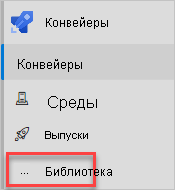 Screenshot of Azure Pipelines showing the Library menu option.