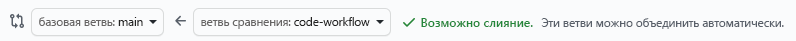 Снимок экрана GitHub с подтверждением возможности слияния ветви.