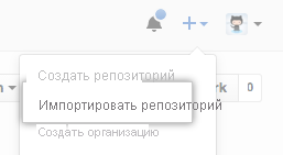 Снимок экрана: кнопка импорта репозитория.