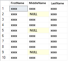 снимок экрана: результаты SQL-запроса с маской.