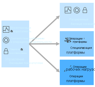 схема базовых показателей управления с расширенными базовыми показателями, специализацией платформы и специализацией рабочей нагрузки.