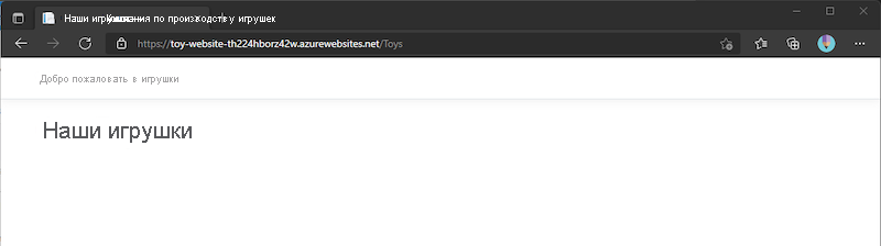 снимок экрана страницы с игрушками производственного веб-сайта, на которой нет игрушек.